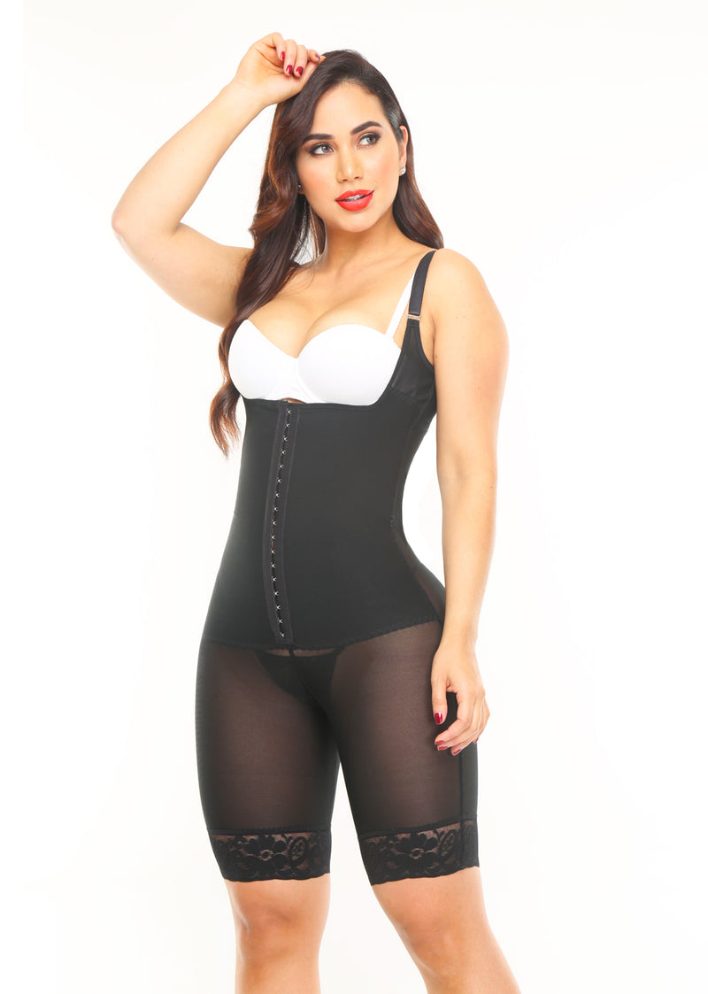 1647 - Lipo 2nd Stage Faja Thin Strap half leg Lycra Derriere