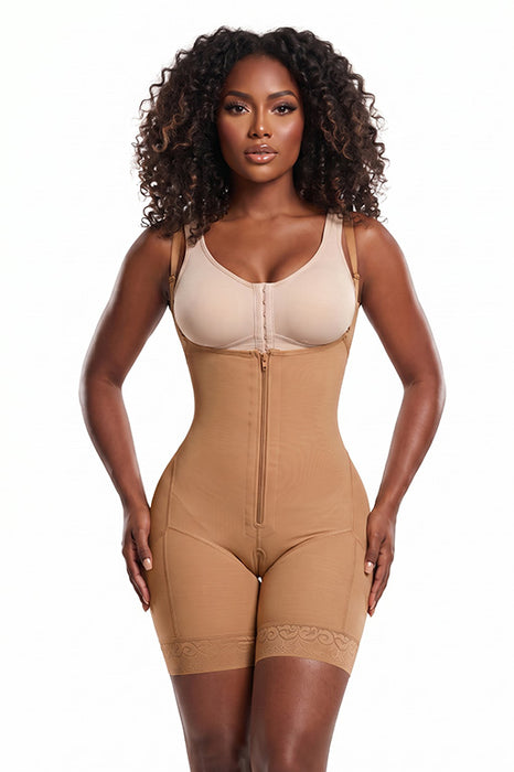 1687 - Valentina – Thin Strap Half-Leg Powernet Shapewear with Lycra Derriere