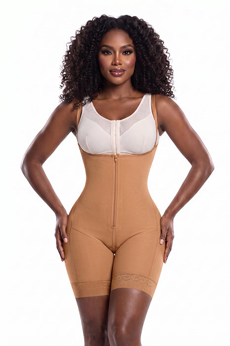 1687 - Valentina – Thin Strap Half-Leg Powernet Shapewear with Lycra Derriere