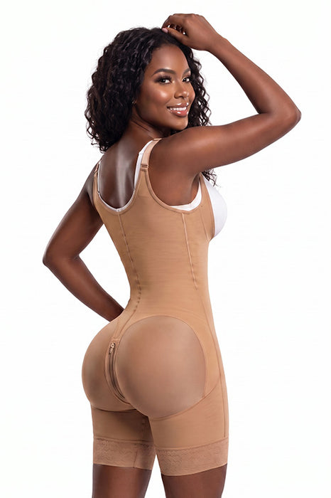 1687 - Valentina – Thin Strap Half-Leg Powernet Shapewear with Lycra Derriere