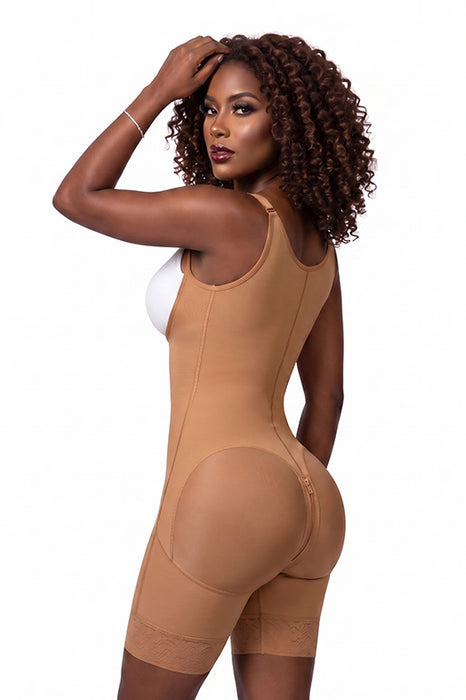 1687 - Valentina – Thin Strap Half-Leg Powernet Shapewear with Lycra Derriere